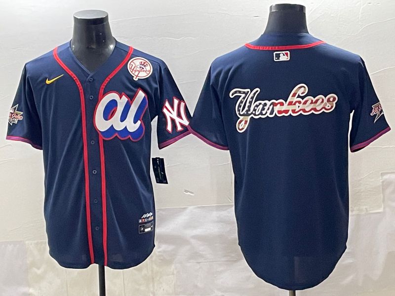 Men 2025 New York Yankees Blank Drak Blue All star Blank Blue Nike MLB Jersey style 5->new york yankees->MLB Jersey